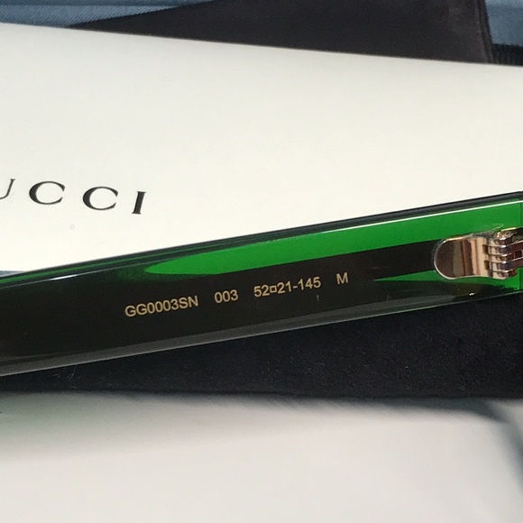✨ Brand New Gucci GG0003SN 003 Sunglasses – Havana with Green and Red Stripe ✨ - Picture 10 of 13